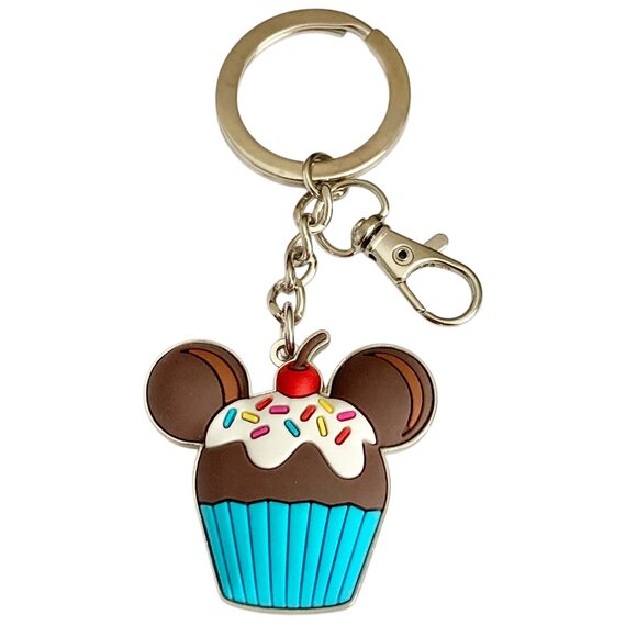 Disney Mickey Mouse Cupcake Snack Keychain Keyring Bag Purse Charm Zipper Pull - Picture 1 of 8